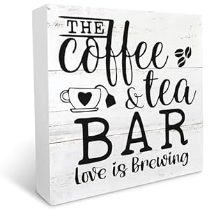   The-Coffee-And-Tea-Bar-Love-Is-Brewing-Coffee-Funny-Coffee-Tea-Decorations-For-Coffee-Tea-Bar-Tabletop-Desk-Decor-Coffee-And-Tea-5-X-5-Inches