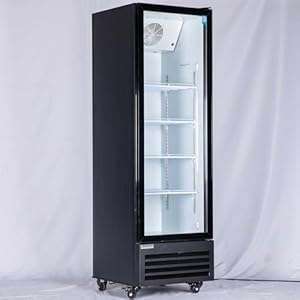 Commercial Beverage Refrigerator Display FridgeSlim Single Glass Door Merchandiser Drink Cooler with LED Light Adjustable ShelvesETL and NSF Approval13 Cu Ft