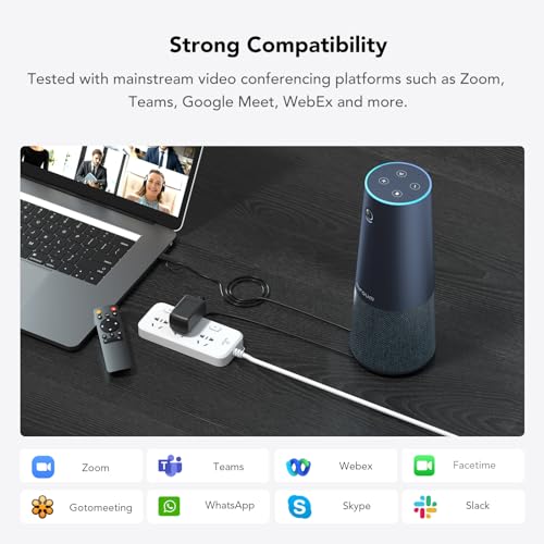 Nuroum C40 Videokonferenz-Webcam mit Mikrofon&Lautsprecher, CMOS Sensor/120° Ultraweitwinkel/Auto-Framing/5X Zoom, Videokonferenzsystem mit Fernbedienung für Zoom/Teams, PC/Laptop/Desktop – Bild 7