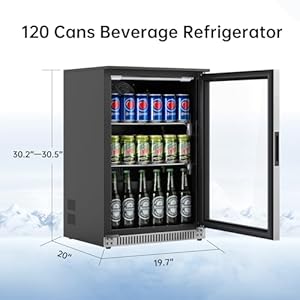   Weili-20-Inch-Built-in-Beverage-Refrigerator-with-Lock-Under-Counter-or-Freestanding-120-Can-Soda-Beer-Drink-Cooler-Fridge-with-Stainless-Steel-and-Glass-Door