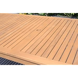 Brampton Patio Brampton Venice 7 Piece Outdoor Rectangular Dining Table Set Teak Finish Ideal for Patio and Indoors White