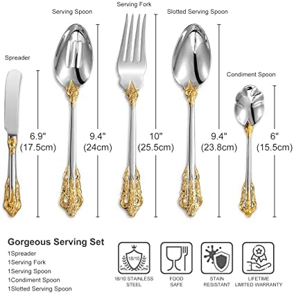 KEAWELL Gorgeous 5-Piece 1810 Stainless Steel Hostess Serving Utensil Set
