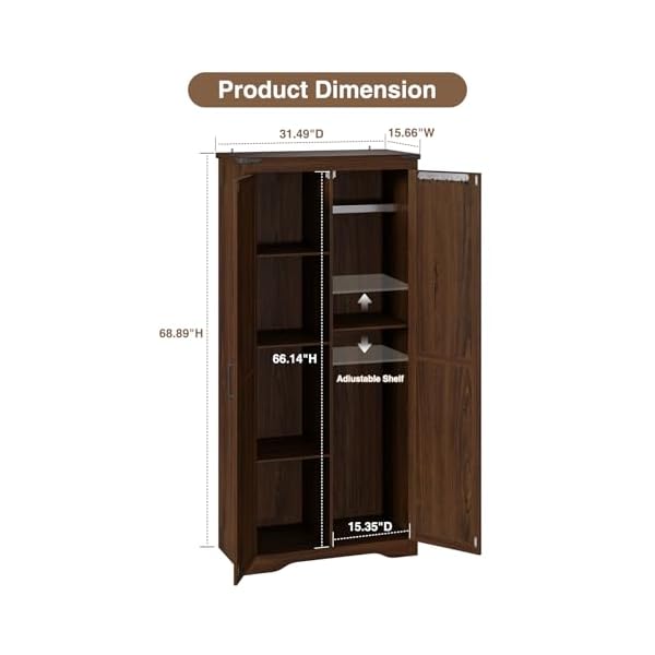   72H-Farmhouse-Storage-Cabinet-with-Adjustable-Shelves-Large-Pantry-Organize-with-2-Barn-Doors-Tall-Freestanding-Cabinet-for-Kitchen-Bathroom-Garage-Basement-Living-Utility-Room-Brown