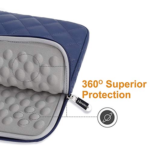 RAINYEAR 15 Zoll Laptop Hülle Kunstleder Tasche Diamant Faux Wildleder Schutzhülle Velourleder Ledertasche Stoßfeste Wasserfeste Laptophülle Kompatibel mit 15,4 MacBook Pro A1707 A1990(Marineblau) – Bild 6