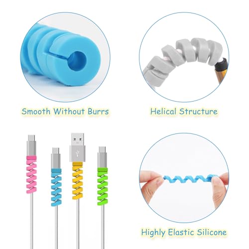 SYEYCW 42 Stück Ladekabelschoner, Flexibler Silikon Micro Schutz, Maus Kabelschutz für Alle Handys, Mauskabel, Laptops Datenkabel, Mehrfarbig – Bild 4