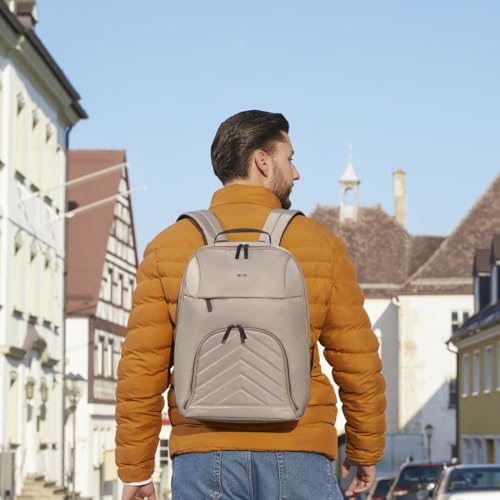 Hama Rucksack für Laptop (Laptopfach gepolstert für Laptops bis 16,2“, Tabletfach für 14,6“, Laptoprucksack mit 2 Vordertaschen und 1 Innenfach, ultraleichter Daypack) beige – Bild 4