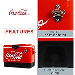   Coca-Cola-Ice-Chest-Beverage-Cooler-with-Bottle-Opener-51L-54-qt-85-Can-Capacity-Portable-Cooler-Red-and-Black-for-Camping-Beach-RV-BBQs-Tailgating-Fishing
