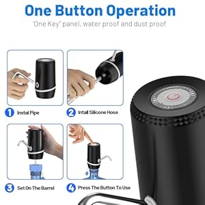 2 5 Gallon Portable Water Dispenser Water Bottle Pump Rechargeable for 5 Gallon with Silicone Cap Automatic Drinking Water Jug Dispenser Black