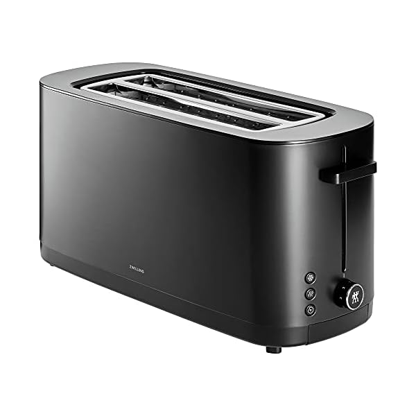 Zwilling enfinigy 2 long slot toaster 4 slices with extra wide 15 slots for bagels 7 toast settings even toasting reheat cancel defrost black  urban country home decor