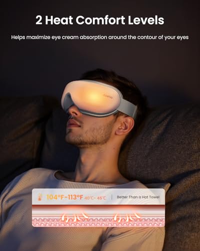 RENPHO Eyeris 1 Eye Massager with Remote, Heat, Compression, Birthday Gifts for Women Men Her Him, Sleep Mask, Headache Massager Scalp for Strain Relief, Migraine Relief, Reduce Stye Eye - Image 4