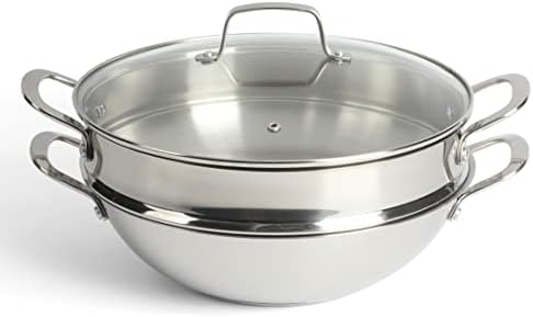 Martha Stewart 12-inch Stainless Steel Pan with Steam Durable and Shiny