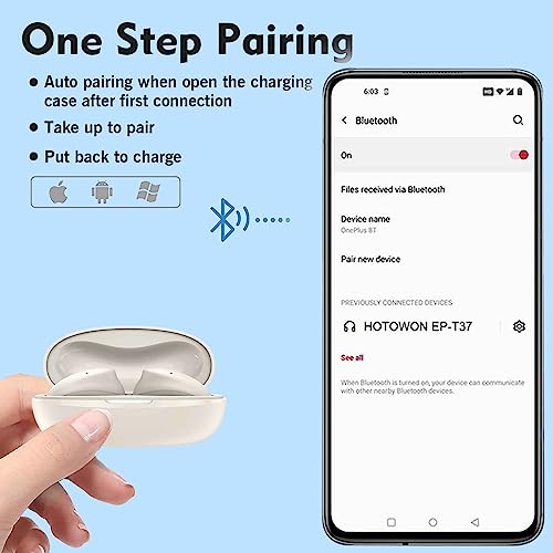 HOTOWON Bluetooth Kopfhörer 5.3, 2023 Bluetooth-Kopfhörer HiFi Stereo, True Wireless Kopfhörer in Ear mit ENC Mic, 24h kombinierte Laufzeit für Android iOS – Bild 7