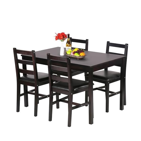   FDW-Kitchen-Table-and-Chairs-for-4-Dining-Room-Table-SetWood-Elegant-Kitchen-Sets-for-Small-SpaceDark-Brown
