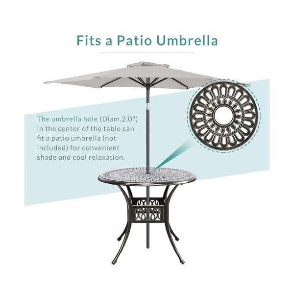   MEETWARM-5-Piece-Outdoor-Patio-Dining-Set-All-Weather-Cast-Aluminum-Patio-Conversation-Set-for-Backyard-Garden-Deck-with-4-Cushions-Swivel-Rocker-Chairs-and-354-Round-Table-Chili-Red