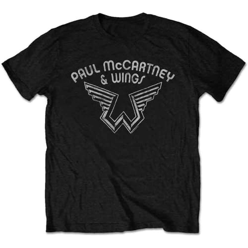 Paul McCartney Tshirt Homme -XL- Wings Logo Noir - Les Beatles, Paul McCartney, John Lennon, RIngo Starr, George Harrison Paul McCartney Tshirt Homme -XL- Wings Logo Noir