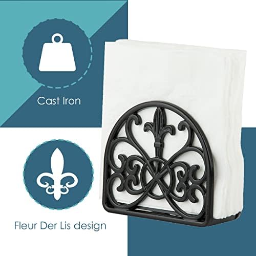 Fleur De Lis Design Napkin Holder Black