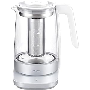 Zwilling enfinigy glass kettle 17l tea kettle 6 preset temps for the perfect cup tea timer silver  urban country home decor