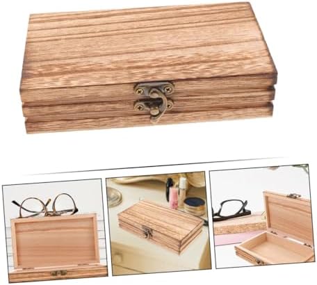 HEALLILY Wooden Jewelry Organizer Lidded Box with Buckle Lid