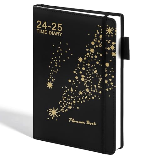 Academic Diary 2024-2025 Page a Day, 2024 Diary A5 Page a Day from Jul 2024 to Jun 2025, 388 Pages Daily Weekly Planner with Pen Loop Elastic Strap for Academic Work Family