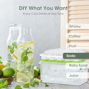   DOQAUS-Ice-Cube-Tray-with-Lid-and-Bin-4-Pack-Silicone-Plastic-Ice-Cubes-Trays-for-Freezer-with-BoxContainer-Stackable-with-Storage-Iced-Bucket-Kits-Scoop-for-Baby-Food-Cocktail-Coffee