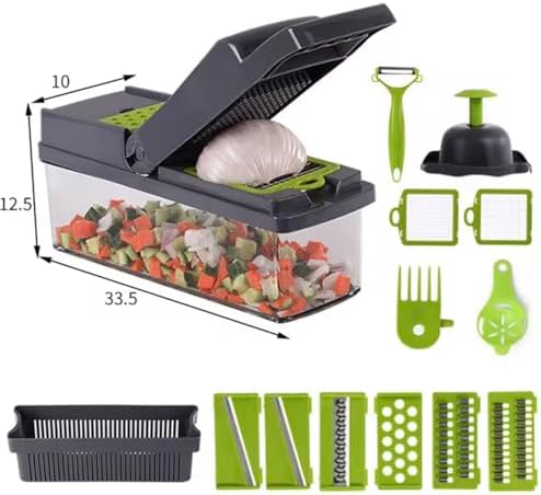 vegetable chopper and dicer set 15-piece kitchen mandoline slicer with container