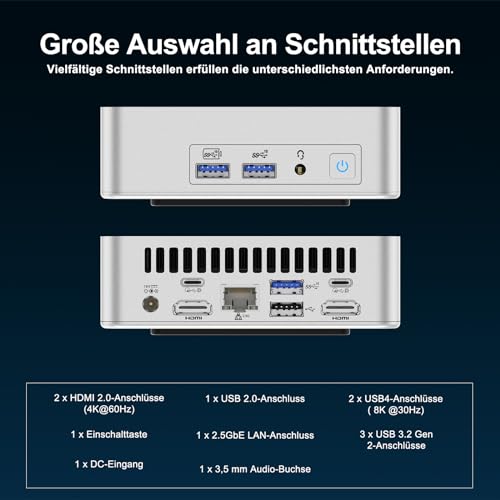 GEEKOM XT12 Pro Mini PC, Intel i9-12900H (14 Kerne, 20 Threads, 24 MB Cache, 5,0 GHz) NUC Desktop PC, Wi-Fi 6E Mini Computer, 32 GB DDR4 Windows 11 Pro 1TB Mini NUC Computer, 2*USB4 | 8K UHD – Bild 6