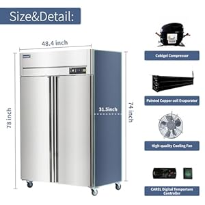   48-W-Commercial-Refrigerator-Reach-in-36-Cuft-2-Solid-Door-Stainless-Steel-Commercial-Refrigerator-Fan-Cooling-for-Restuarant-Bar-Shop-etc