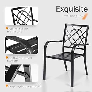 Incbruce 7 Pcs Outdoor Dining Set Wrought Iron Patio Dining Set Dining Furniture Set 6 Dining Chair and 1 Rectangular Table with 157 Umbrella Hole for GardenBackyardMetal Tabletop