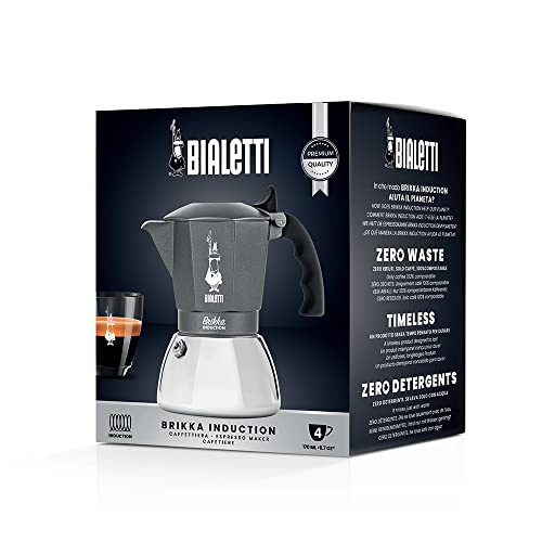 Bialetti-Brikka-Induction-Coffee-Maker-4-Cup-170ml-Espresso-Bar-Style-Suitable-for-All-Types-of-Cookers-Stylish-Design-Silver Bialetti Brikka Induction Coffee Maker 4 Cup 170ml Espresso Bar Style Suitable for All Types of Cookers Stylish Design Silver