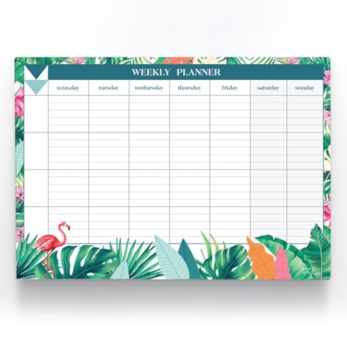 Joeji's Kitchen Weekly Planner Pad Tear Off Sheets 60 Pages A4 Organiser 100 GSM Offset Paper Punched Hole for Hanging Plan Your Weekly Timetable (Aqua)