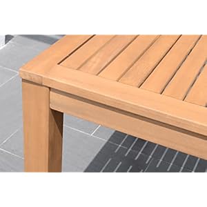 Brampton Patio Brampton Venice 7 Piece Outdoor Rectangular Dining Table Set Teak Finish Ideal for Patio and Indoors White