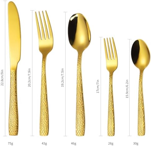 WHIERGGIN 40-Piece Silverware Set Stainless Steel Cutlery Rainbow