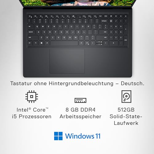 Dell Inspiron 15 3520 Laptop 15.6" FHD 120Hz Display, Intel Core i5-1235U, Intel UHD Graphics, 8GB, 512GB SSD, Windows 11 Home, Tastatur ohne Hintergrundbeleuchtung – Deutsch – Bild 3
