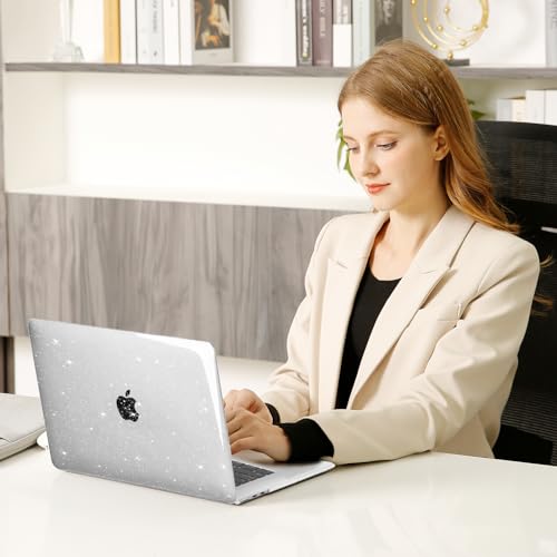 MOSISO Hülle Kompatibel mit MacBook Air 15 2023 2024 M3 A3114 M2 A2941 Retina Display & Touch ID, Glitter Sparkling Plastik Hartschale Schutzhülle &Tastaturschutz & Displayschutz, Transparent – Bild 7