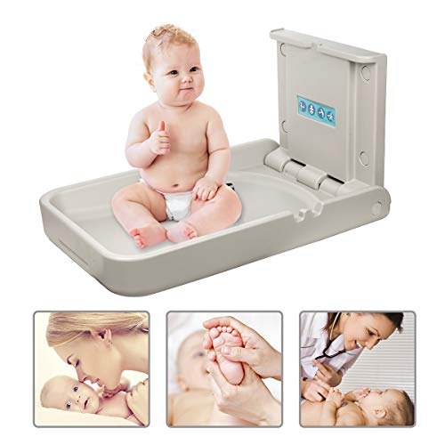 Modundry Wall-Mounted Baby Changing Station with Safety Straps White Granite 1