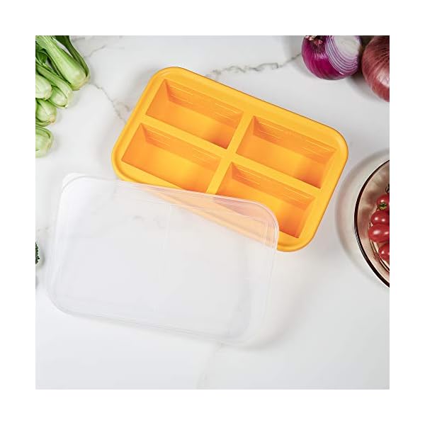   Bangp-1-Cup-Silicone-Freezer-Trays-with-Lid2-PackEasy-Release-Silicone-Freezer-ContainersSoup-Freezer-MoldsFreeze-and-Store-SoupBrothSauceLeftovers-Makes-8-Perfect-1-Cup-Portions
