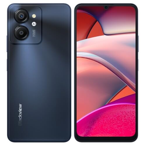 Blackview Color 8 Smartphone Ohne Vertrag, 16GB+256GB, 6,75" FHD+ 90Hz, 50MP+8MP Kamera, 6000mAh Akku, DREI Kartensteckplätze, Android 13 Handy, Smart-K Box Lautsprecher, GPS Schwarz