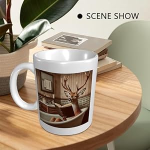 Deer Coffee Mug Book Bathtub Vintage Country Farmhouse Funny Plaid Animal Brown Ceramic lnsulated Unspillable Desk Family School Pantry Tea Cups Coffee Mug Birthday 11 Ounce