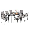 9 PCS Patio Dining Chairs and Extendable Table Set for 8 People Outdoor Furniture Set for Porch Deck Garden Yard Dining Room