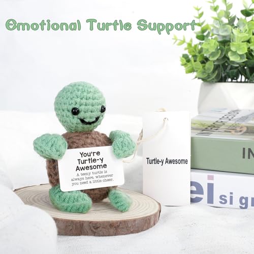 Mini Funny Turtle Christmas Birthday Gifts for Women Men Grandkids, Stocking Stuffers for Teen, Inspirational Small Animals Cute Stuff Things, Handmade Emotional Positive Crochet Turtle Decorations - Image 7