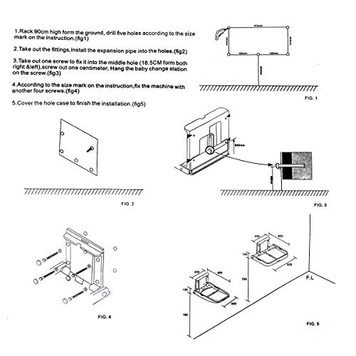 Modundry Wall-Mounted Baby Changing Station with Safety Straps White Granite 1