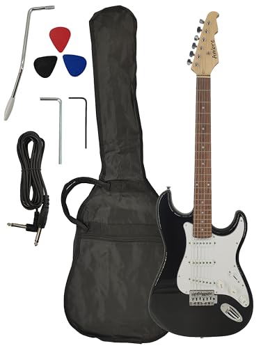 Ambre Guitare Electrique Droitier ou Gaucher pour Adulte (Noir, Droit) - Les Beatles, Paul McCartney, John Lennon, RIngo Starr, George Harrison Ambre Guitare Electrique Droitier ou Gaucher pour Adulte (Noir, Droit)