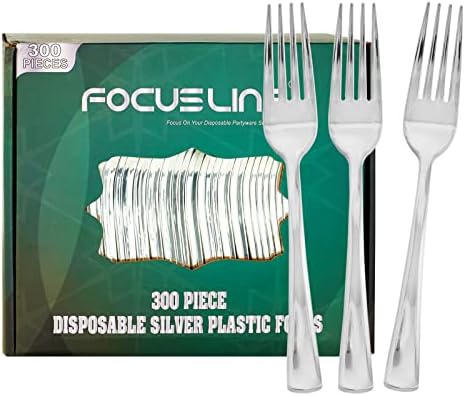 Premium 300-Pack Disposable Silver Plastic Forks