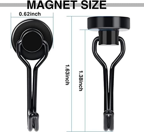 E BAVITE Black Swivel Swing Magnetic Hooks Pack of 6