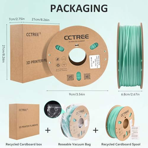 CCTREE PETG 3D Drucker Filament 1,75 mm, Ausgezeichnete Zähigkeit, Maßgenauigkeit +/- 0.03mm, 1kg Spule (2.2lbs), für most FDM 3D Drucker, Teal – Bild 8