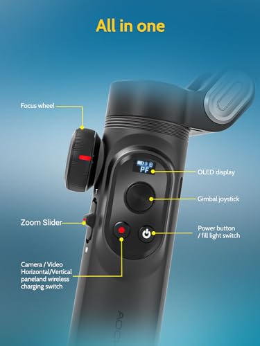AOCHUAN Gimbal Stabilizer für Smartphone mit drahtlosem Laden iPhone Gimbal für iPhone 15 Pro Max/Android Faltbarer 3-Achsen-Handheld Telefonstabilisator für Videoaufnahmen Face Tracking-Smart X Pro – Bild 7