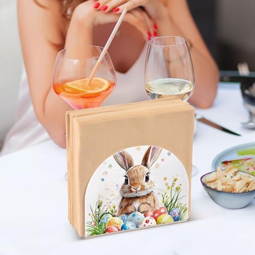 ALAZA Rabbit-Bunny Easter-Themed Napkin Holder 2-Pack