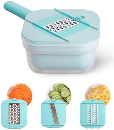 Brigii Vegetable Chopper with 3 Blades and Garlic Plate Grater - Blue