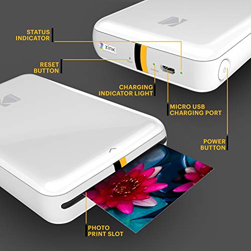 KODAK Step Sofort-Smartphone-Fotodrucker - Tragbarer Mini-Farb-Mobilfotodrucker - Zink 2x3” Klebefotos - Bluetooth-kompatibel mit iOS- & Android-Geräten - Spaßige Bearbeitungs-App - Weiß – Bild 7