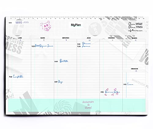 Planificateur Hebdomadaire de Table - Calendrier Perpetuel A4 détachable - planning semaine papier/week planner/agenda 2024 2025 / planner 2024 semainier/tableau planning mensuel/daily planner